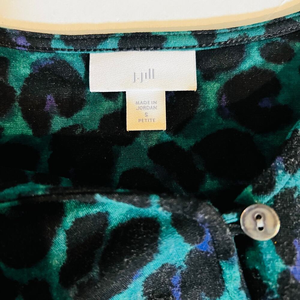 J. Jill Leopard Print A Line Dress Size SP Small Petite Green Multi - Picture 5 of 8